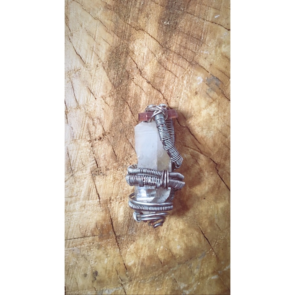 Clear Quartz & Tourmaline Silver Wirewrap